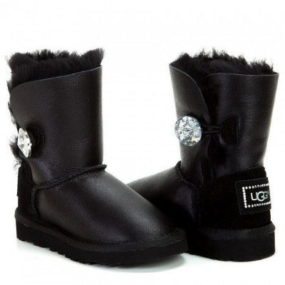 UGG Kids Bailey Button Bling Metallic Black UGG Kids Bailey Button Bling Metallic Black