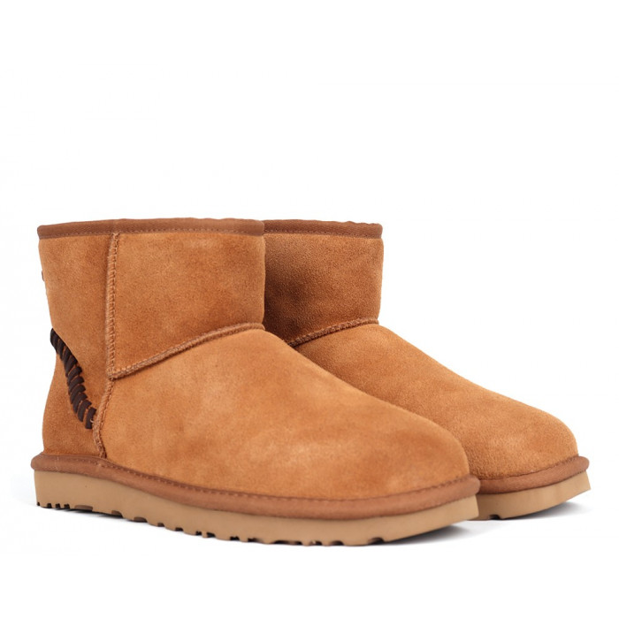 UGG Mens Classic Mini Deco Suede Boot Chestnut