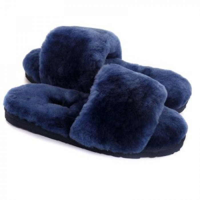 UGG Fluff Slide Slippers Navy Blue